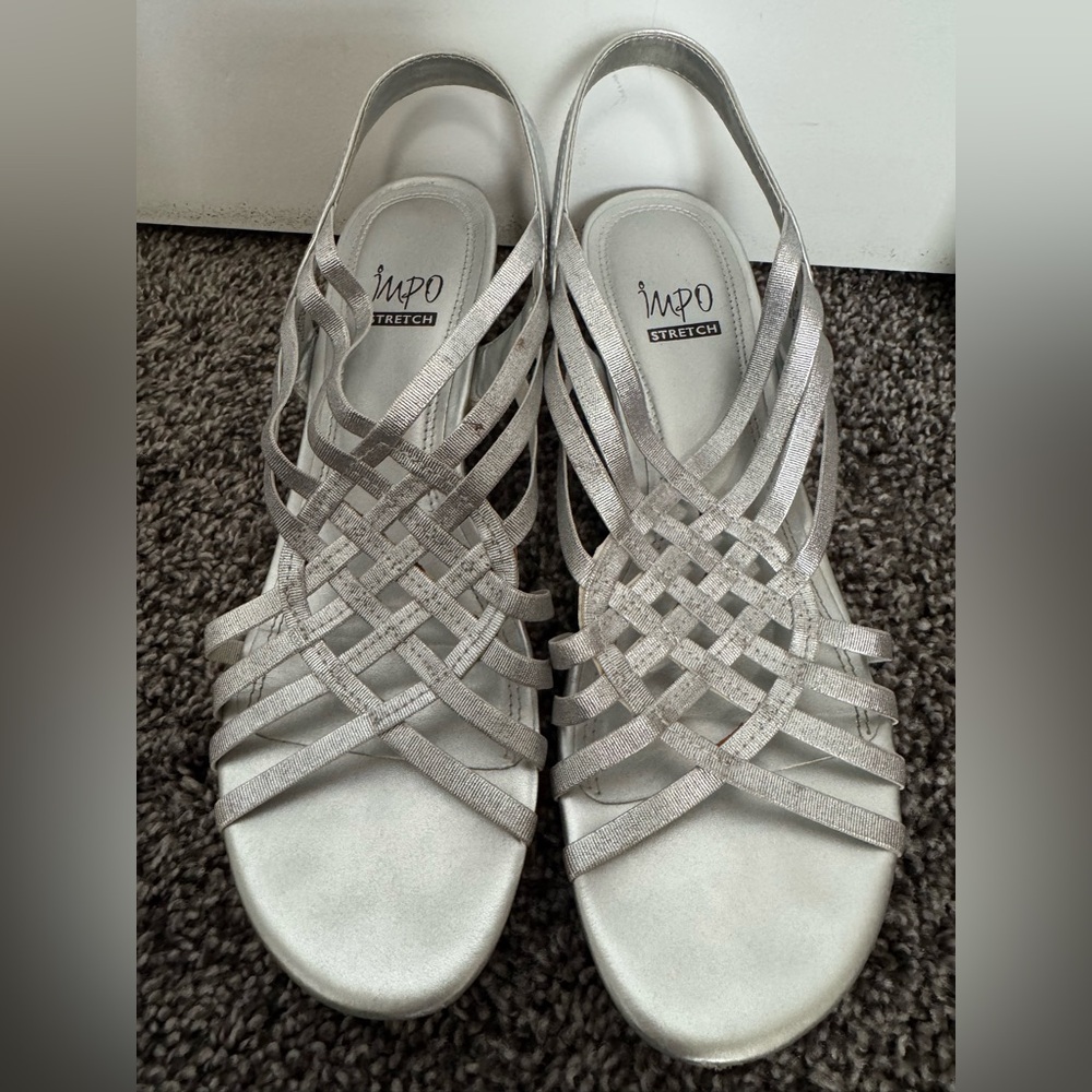 Impo Stretch Sandals, Color Silver, Size 9m Gently used